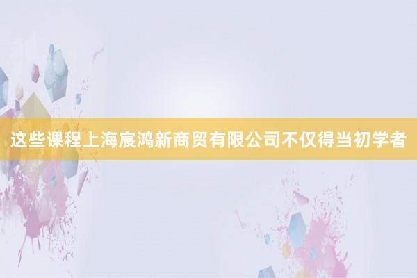 这些课程上海宸鸿新商贸有限公司不仅得当初学者
